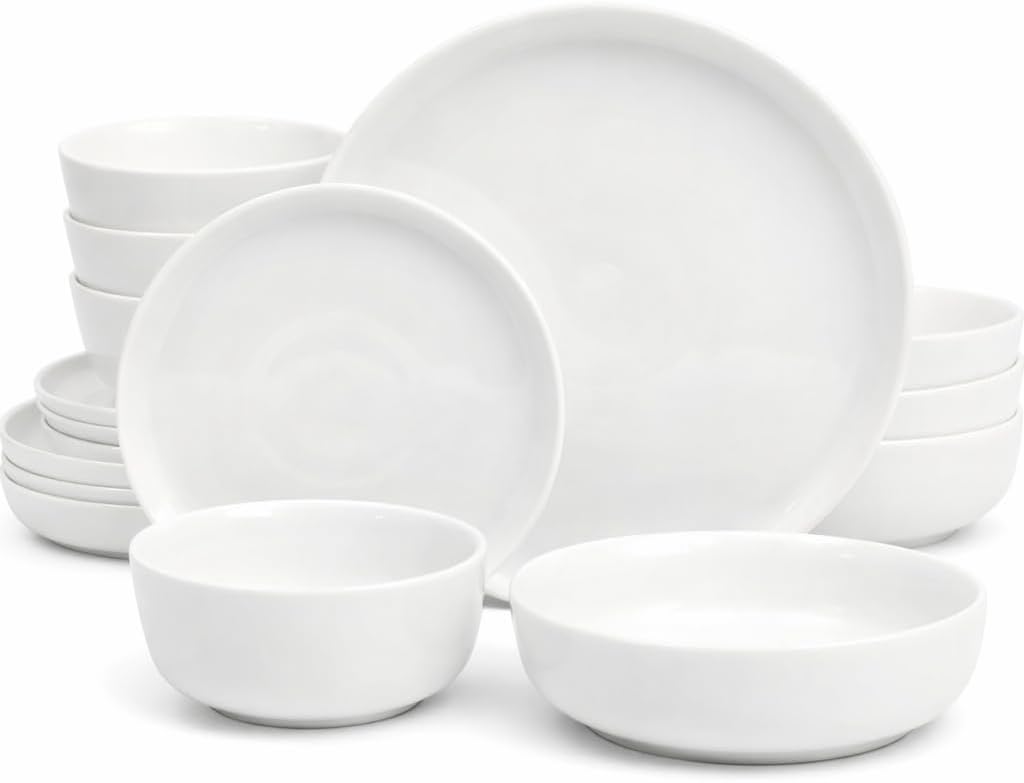 White Ceramic Dinnerware Plate Bowl Set