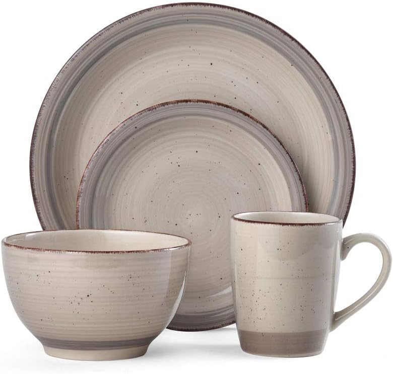 Cream Stoneware Dinnerware Plate Bowl Set