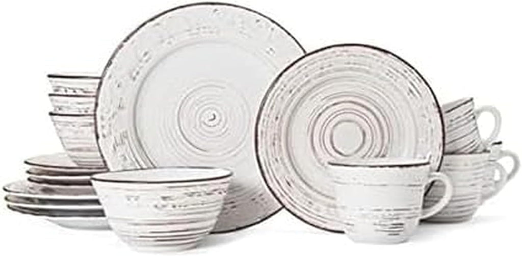 White Stoneware Dinnerware Plate Bowl Set