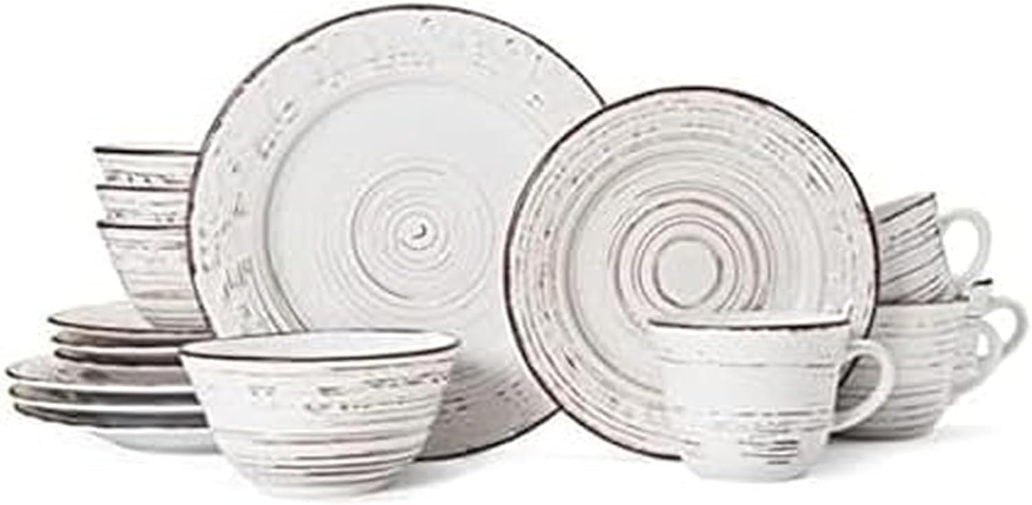 White Stoneware Dinnerware Plate Bowl Set