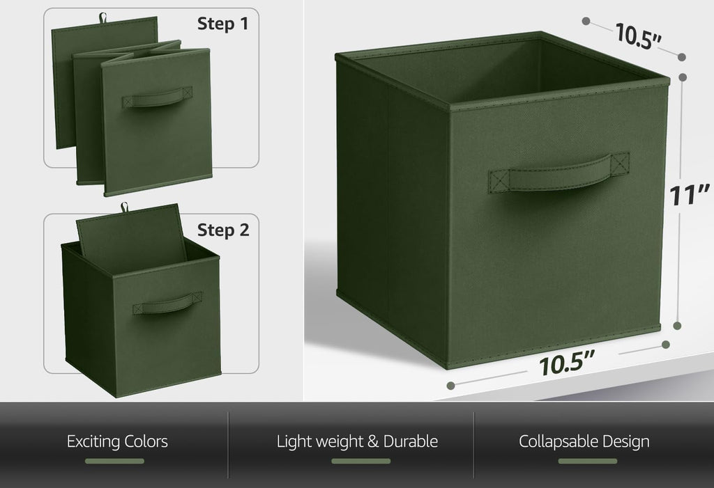 Dark‑Green Foldable Fabric Storage Cubes