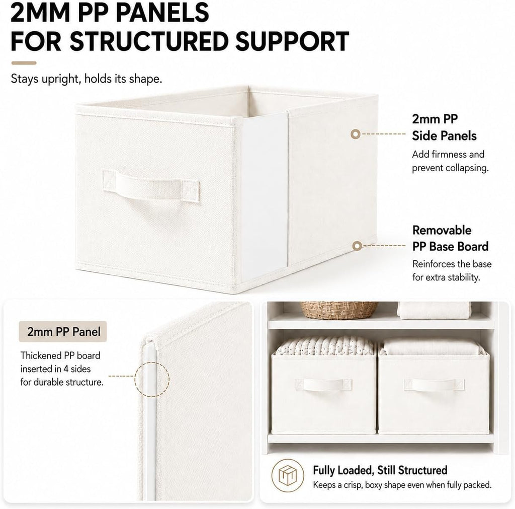 Beige Foldable Fabric Storage Baskets