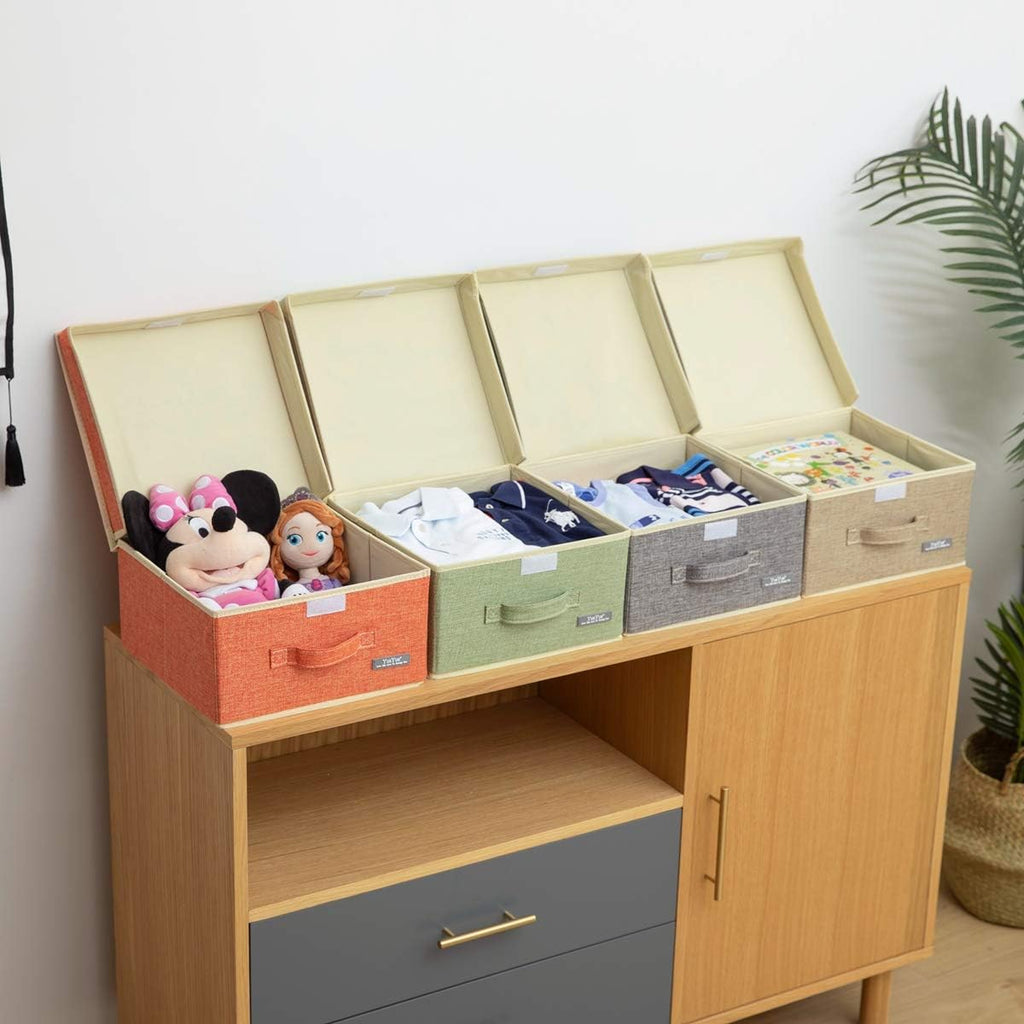 Linen Foldable Storage Bins With Lids