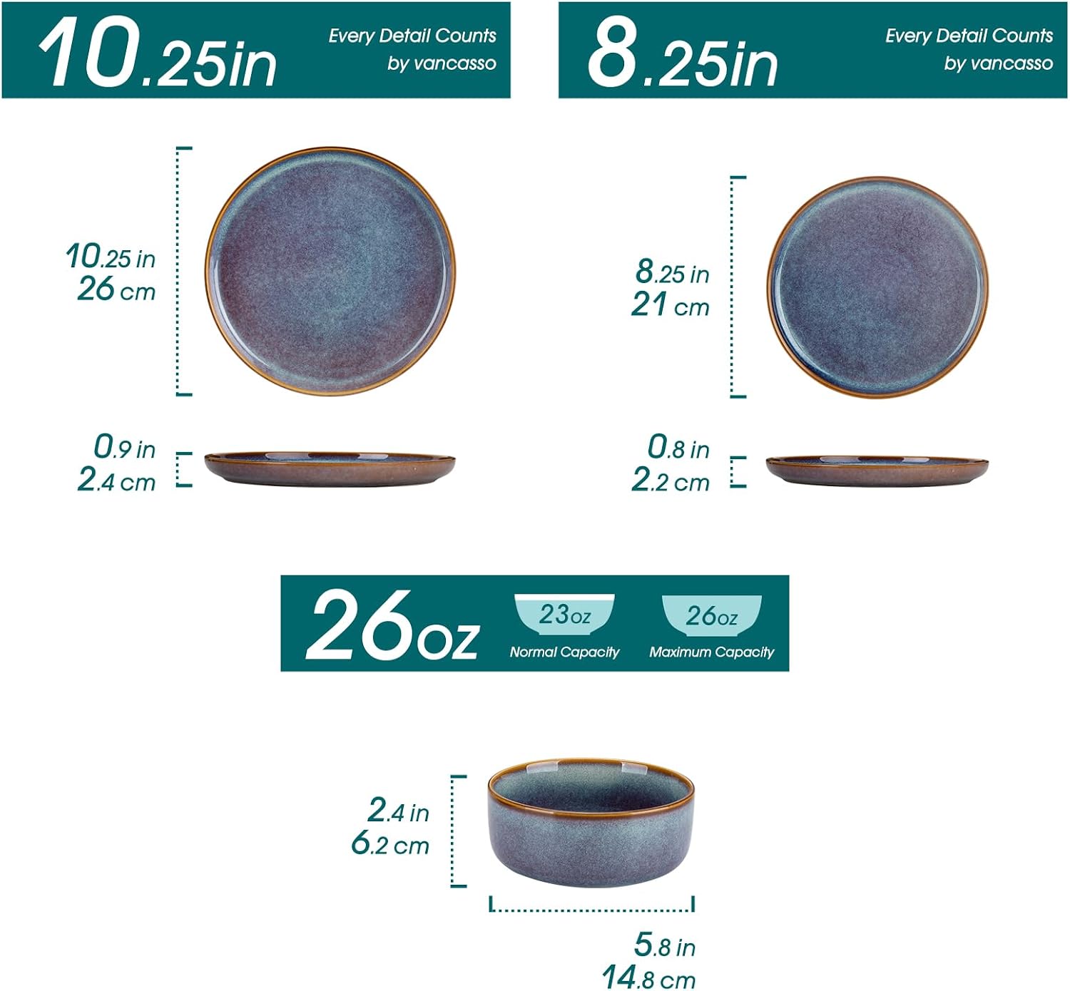 Grey‑Blue Glazed Ceramic Dinnerware Set