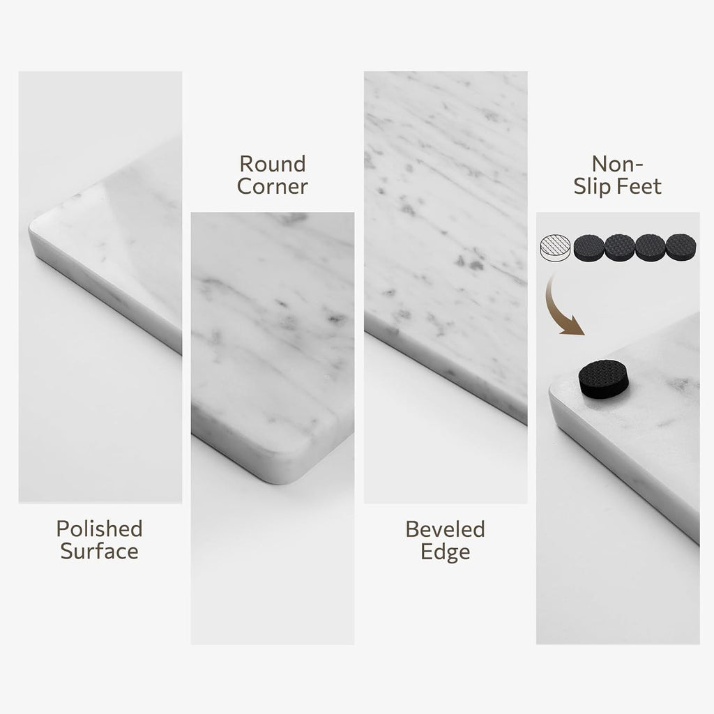 White Marble Non‑Slip Pastry Cheese Board