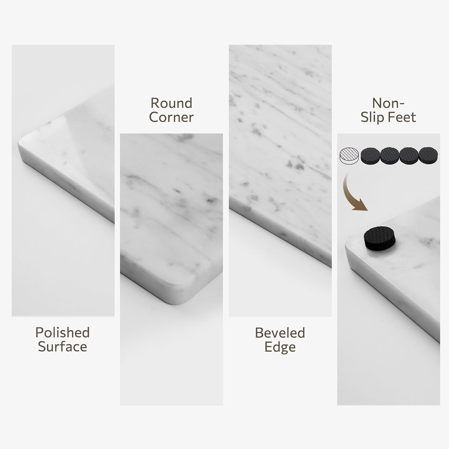 White Marble Non‑Slip Pastry Cheese Board