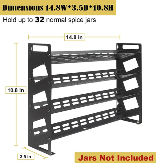 4‑Tier Black Countertop Spice Rack Organizer
