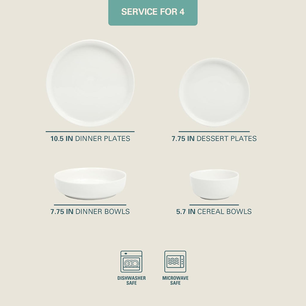 White Ceramic Dinnerware Plate Bowl Set