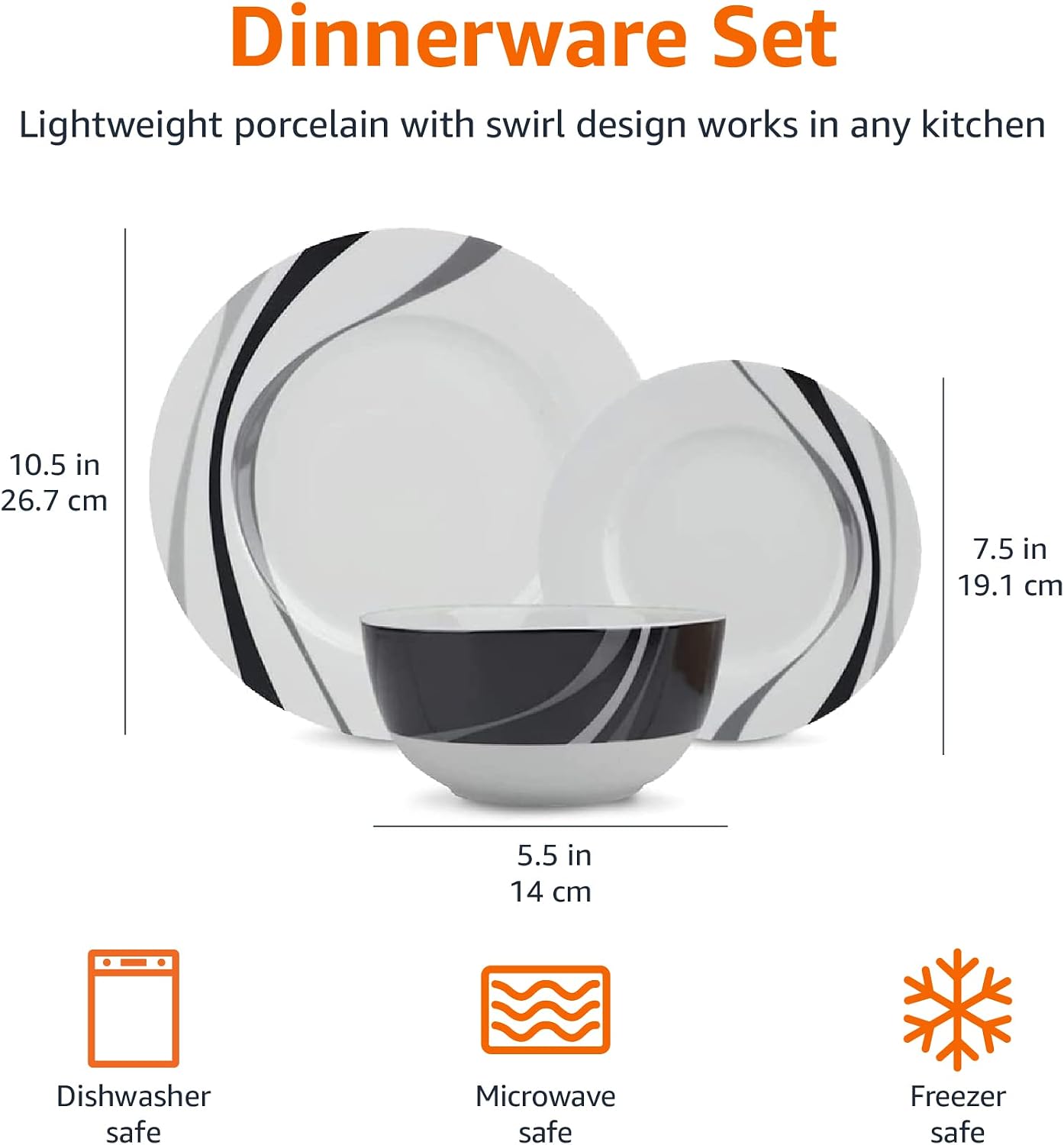 Swirl Ceramic Everyday Dinnerware Set