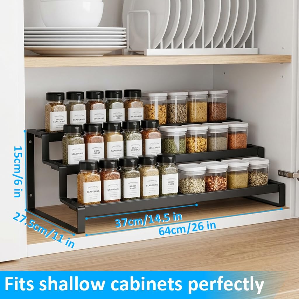 3‑Tier Expandable Metal Spice Organizer