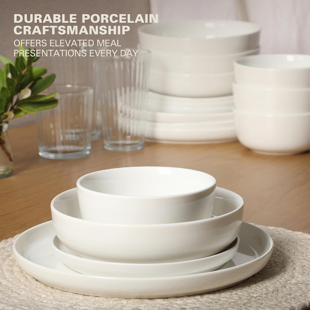 White Ceramic Dinnerware Plate Bowl Set