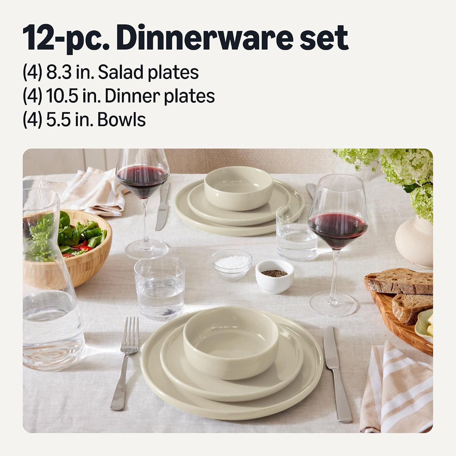 Ivory Ceramic Stoneware Dinnerware Set