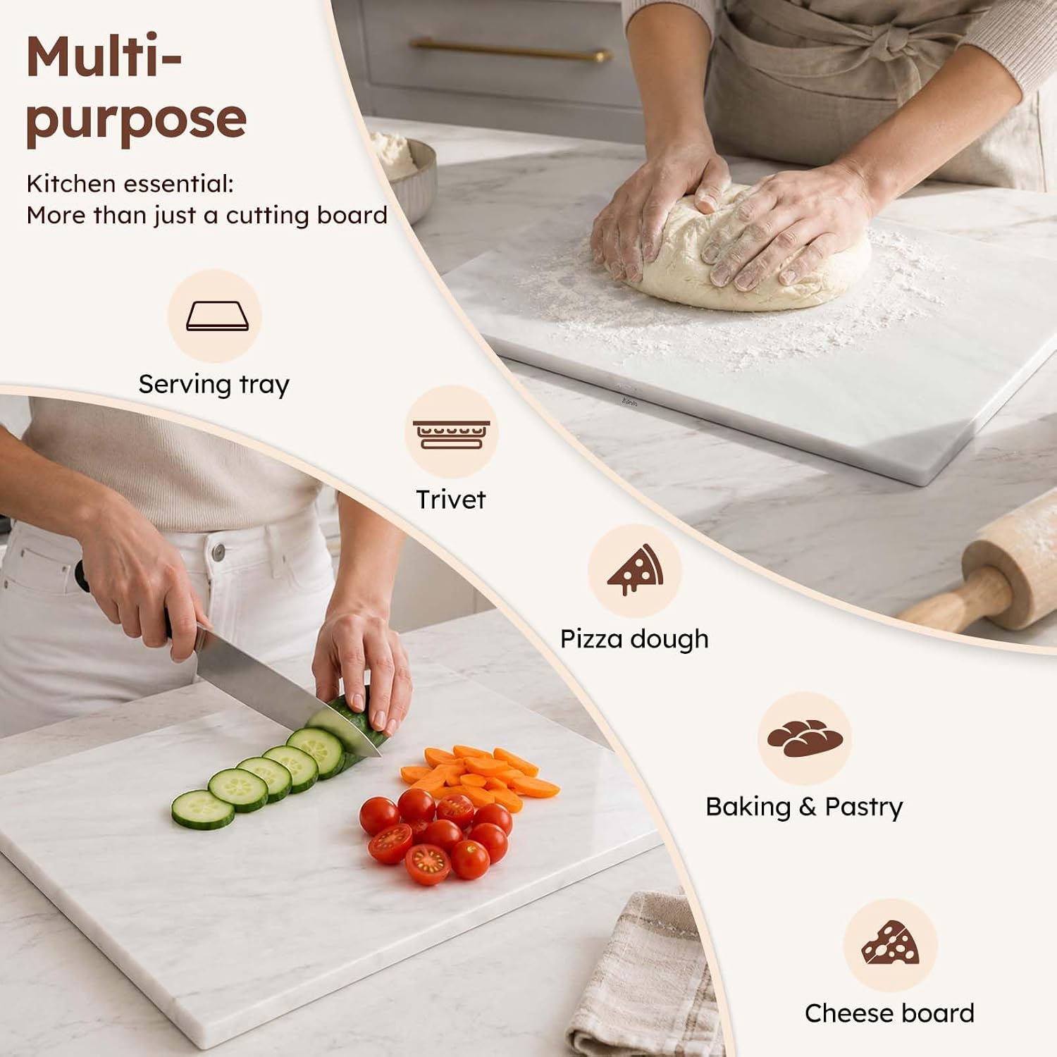 White Marble Kitchen Pastry Board
