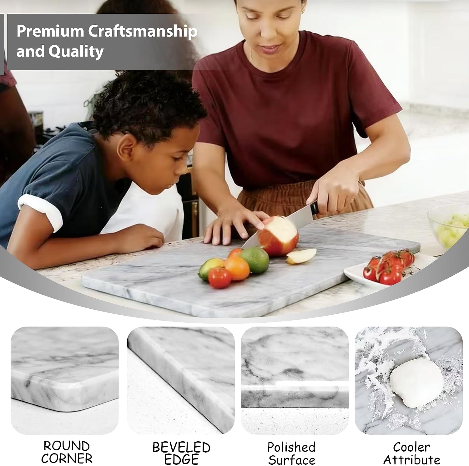 White Marble Extra‑Large Pastry Board