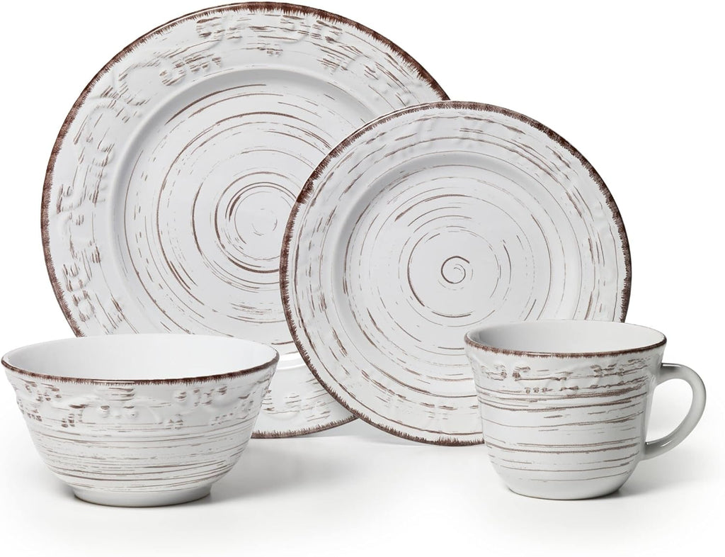 White Stoneware Dinnerware Plate Bowl Set