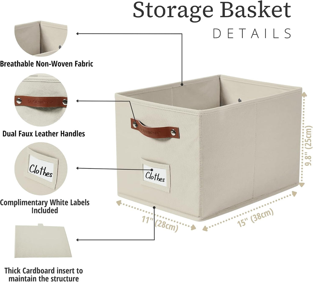 Beige Large Fabric Storage Baskets
