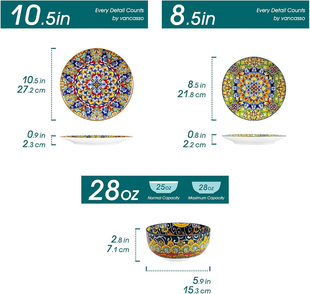 Bohemian Porcelain Dinnerware Plate Bowl Set