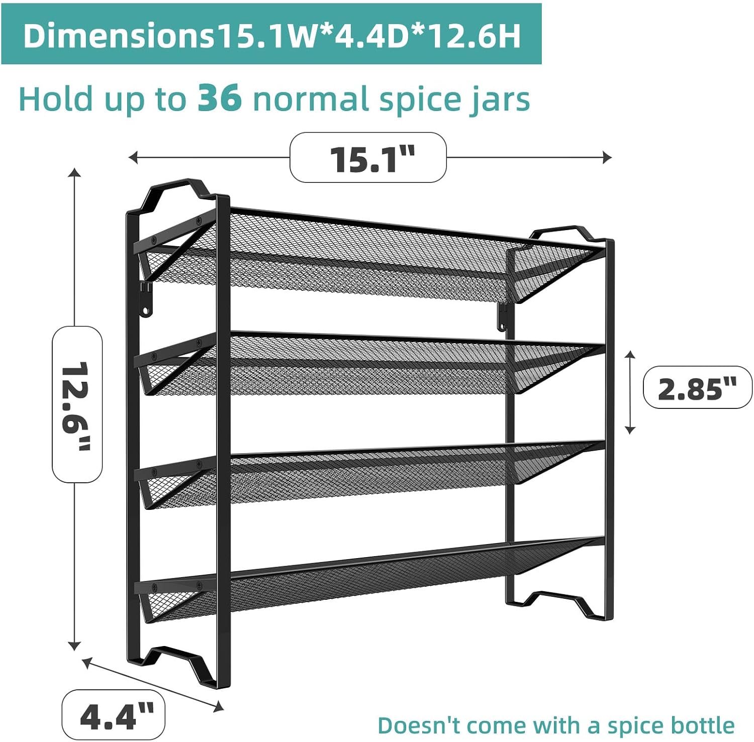 Black Stackable Metal Spice Rack Organizer