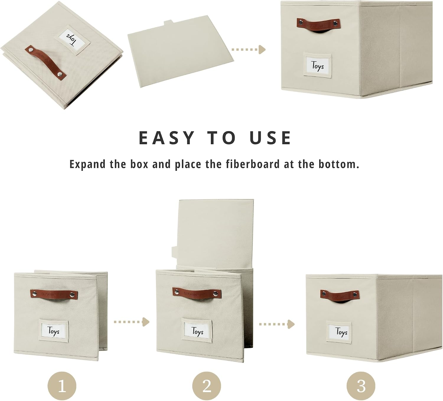Beige Large Fabric Storage Baskets