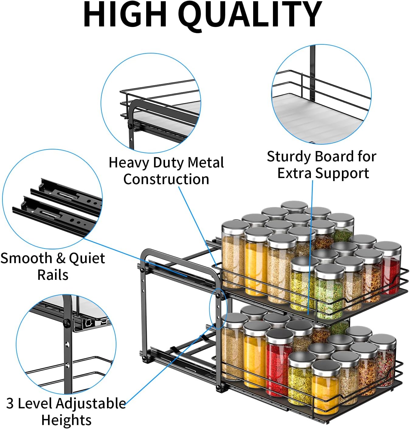 2‑Tier Slide‑Out Cabinet Spice Organizer