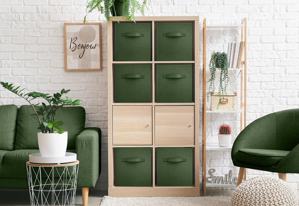 Dark‑Green Foldable Fabric Storage Cubes