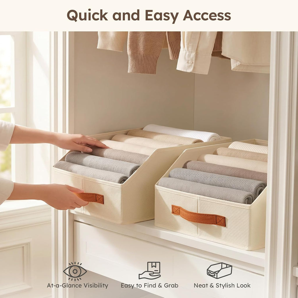 Beige Collapsible Fabric Storage Bins