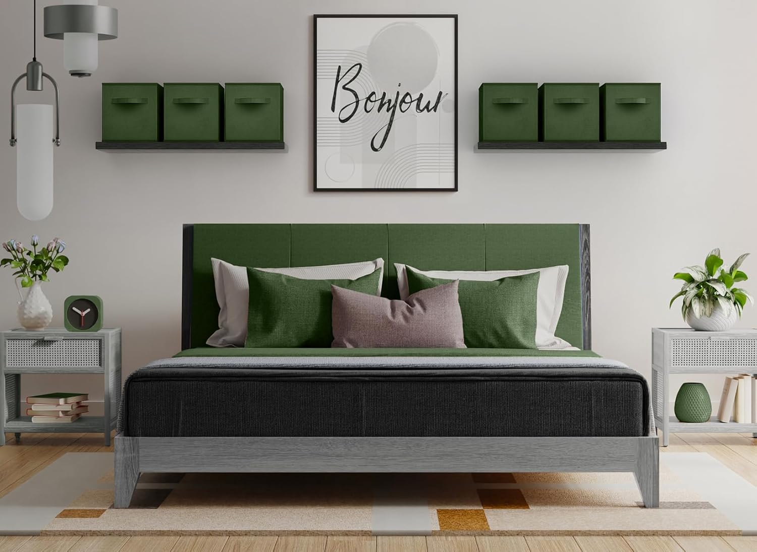 Dark‑Green Foldable Fabric Storage Cubes