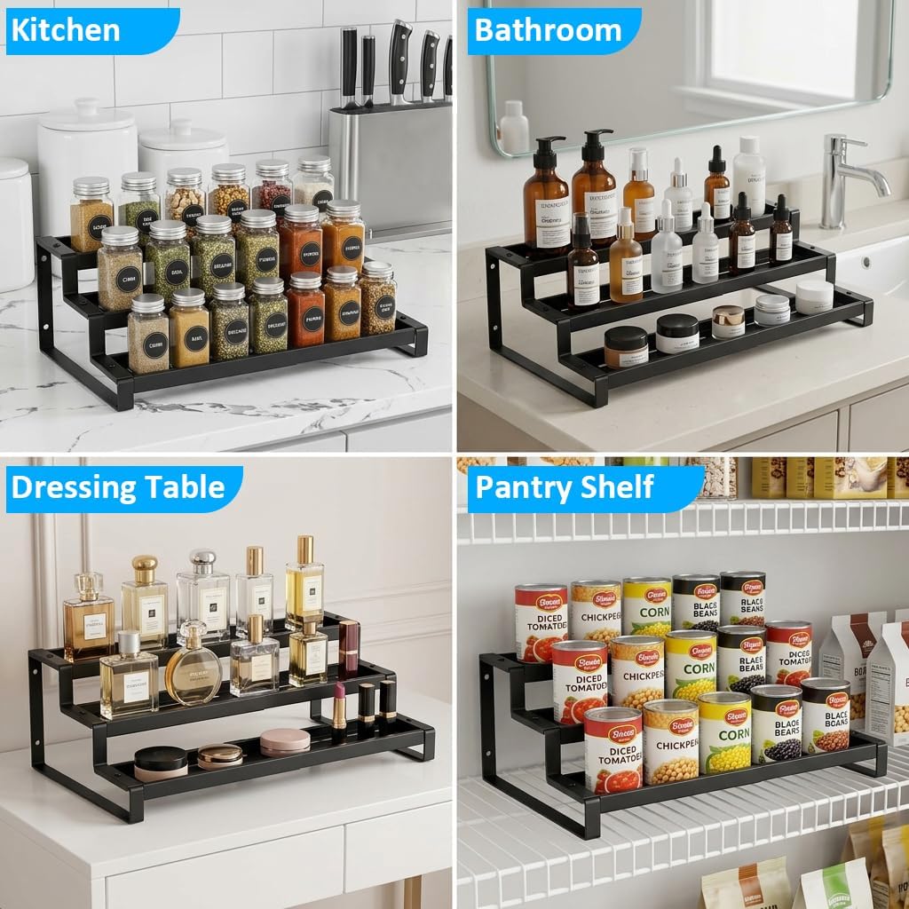 3‑Tier Expandable Metal Spice Organizer
