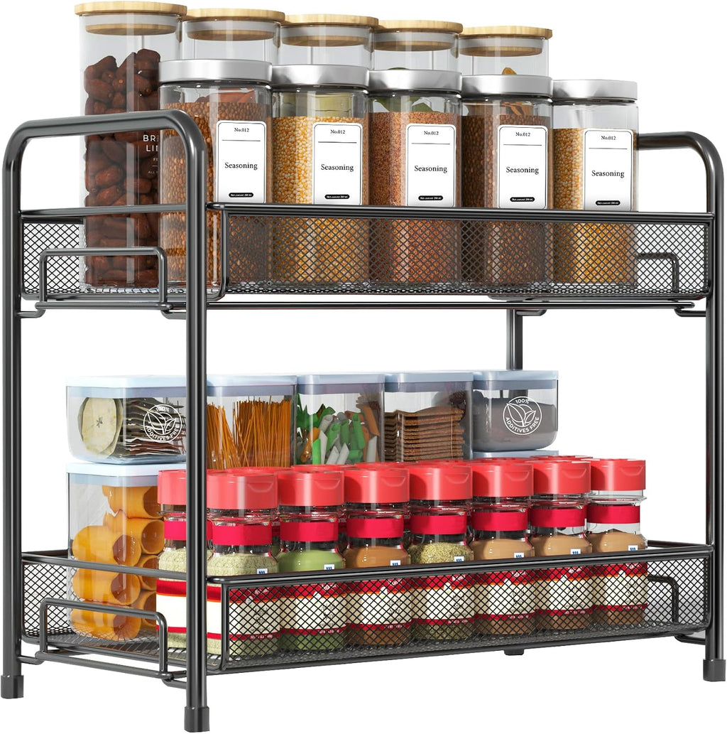 Black Foldable Metal Countertop Spice Rack