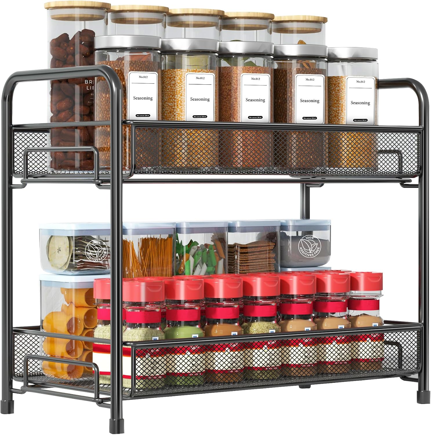 Black Foldable Metal Countertop Spice Rack