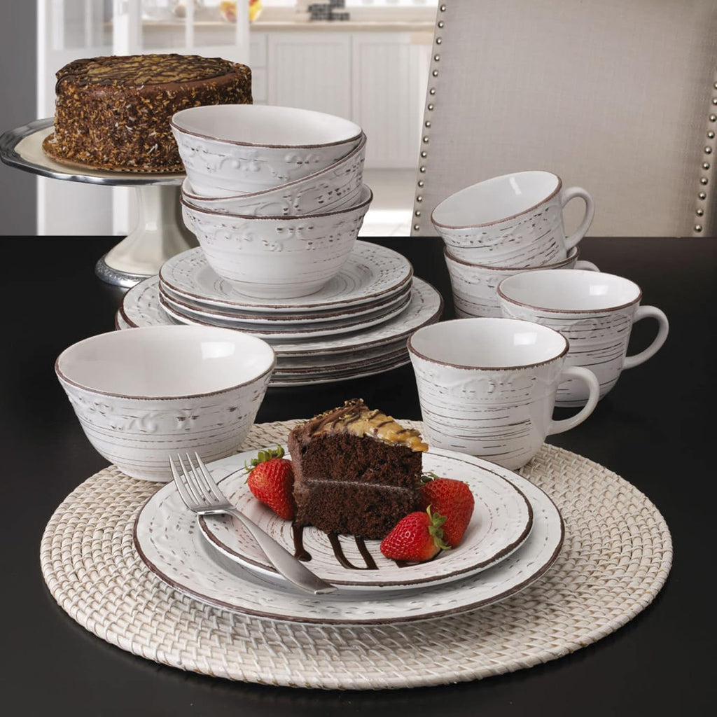 White Stoneware Dinnerware Plate Bowl Set