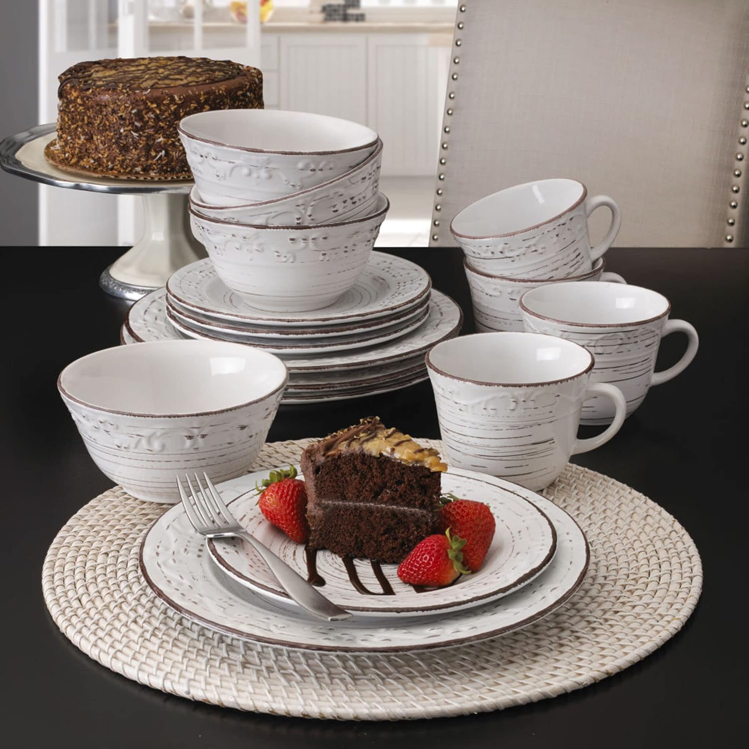 White Stoneware Dinnerware Plate Bowl Set