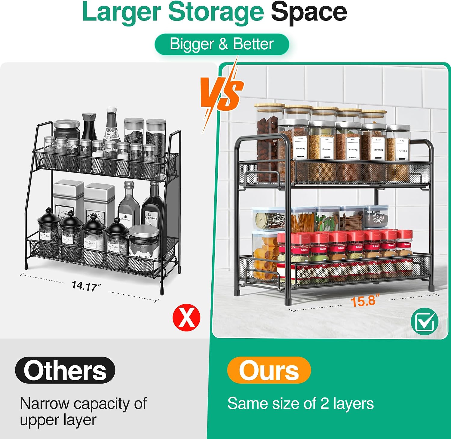 Black Foldable Metal Countertop Spice Rack
