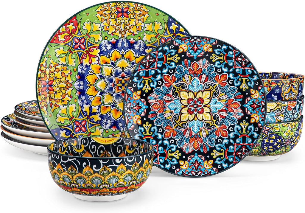 Bohemian Porcelain Dinnerware Plate Bowl Set