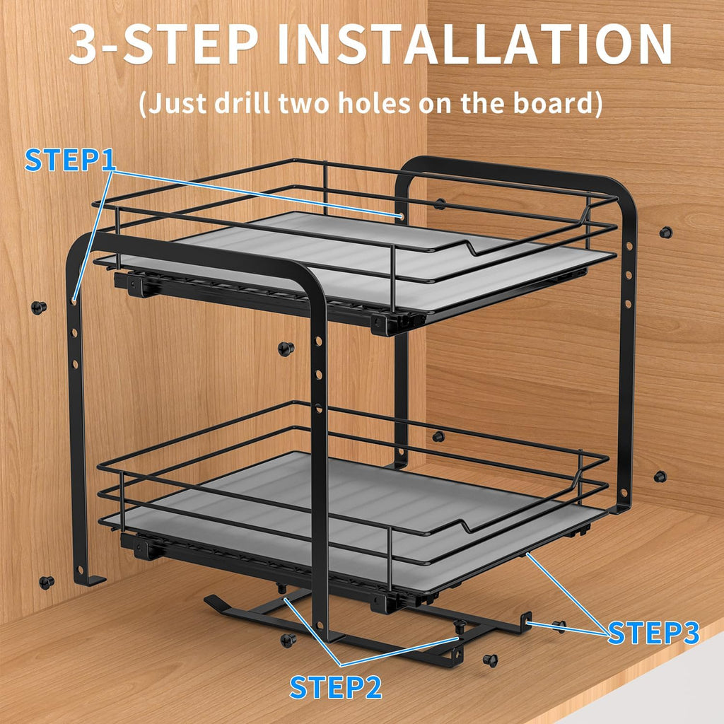 2‑Tier Slide‑Out Cabinet Spice Organizer