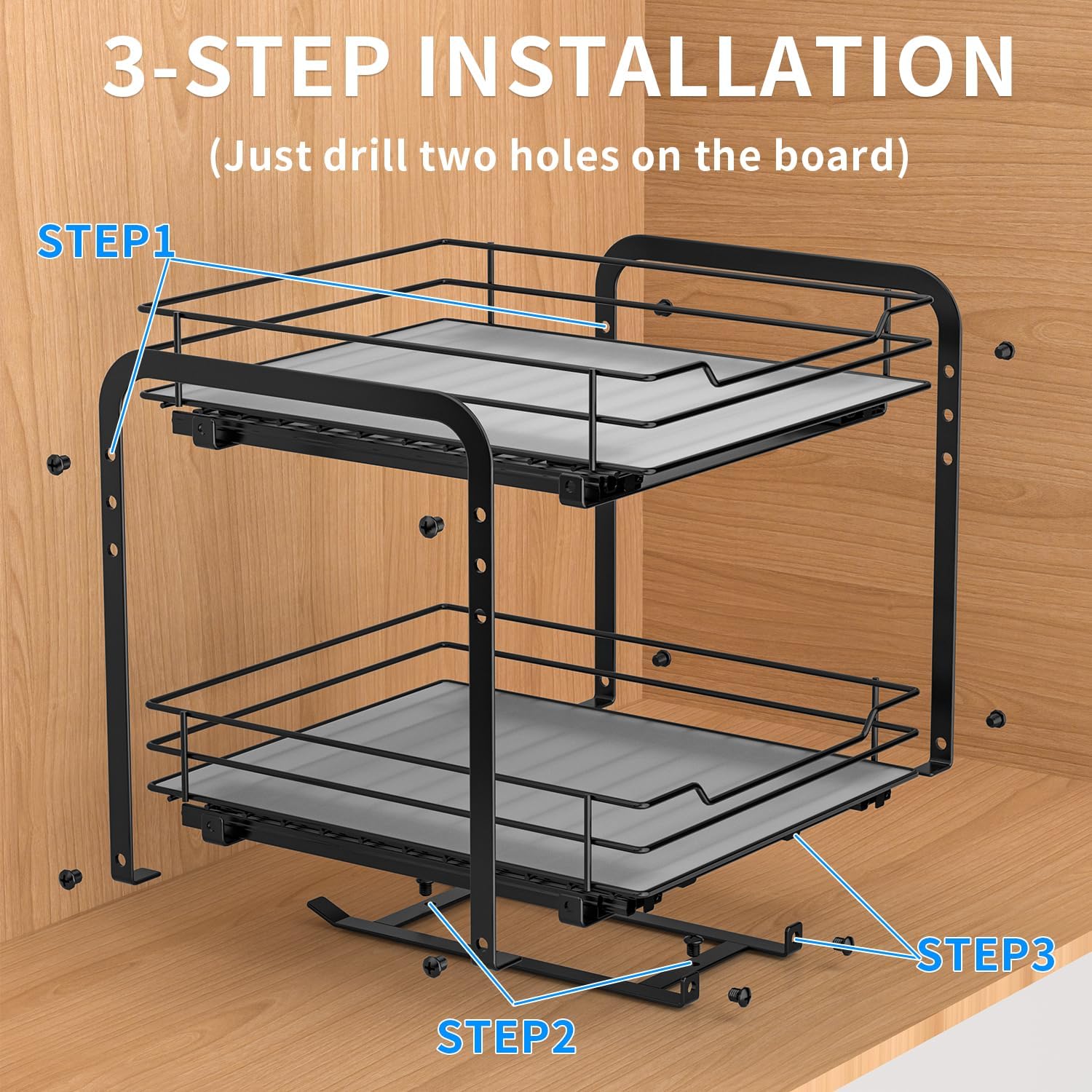 2‑Tier Slide‑Out Cabinet Spice Organizer