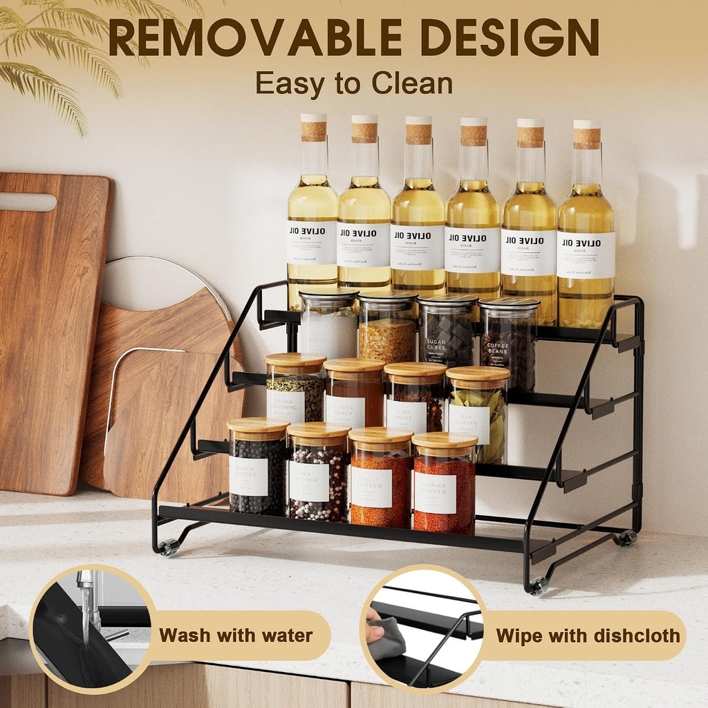 4‑Tier Adjustable Metal Spice Rack Organizer