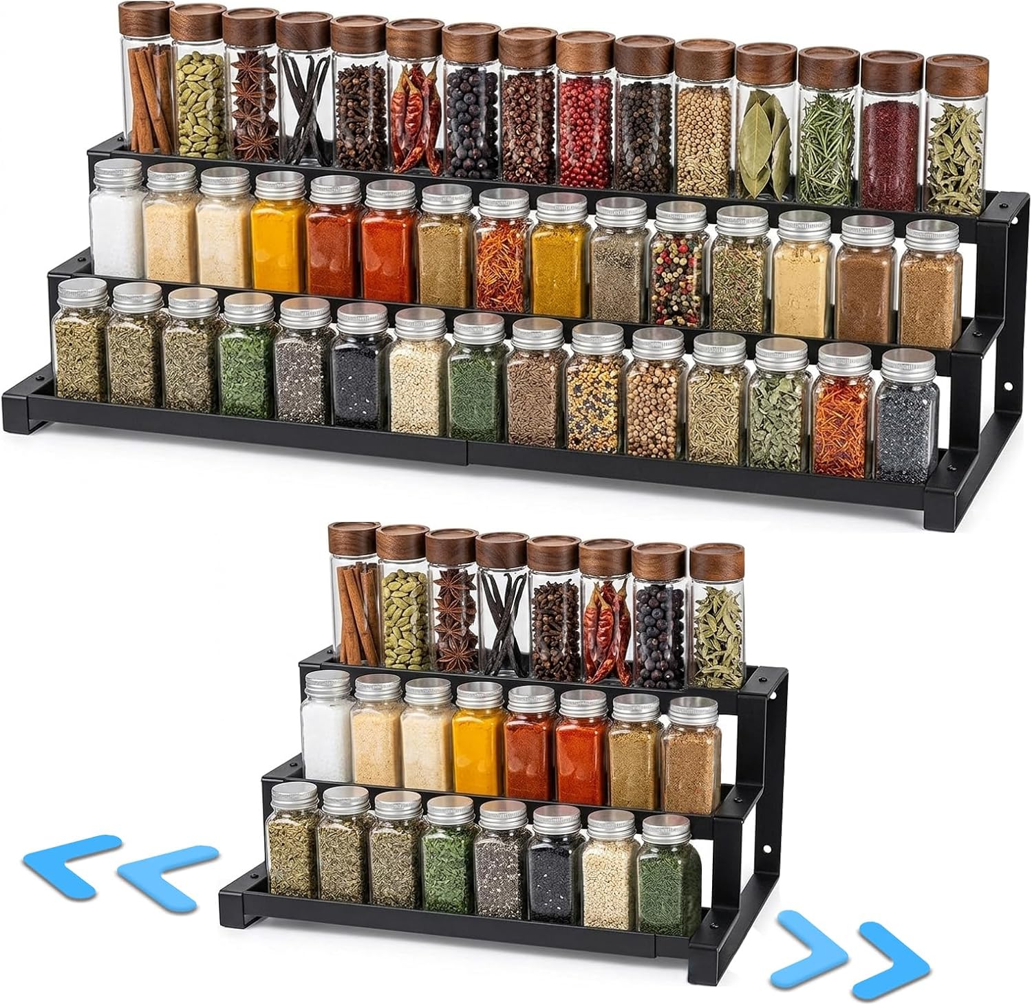 3‑Tier Expandable Metal Spice Organizer
