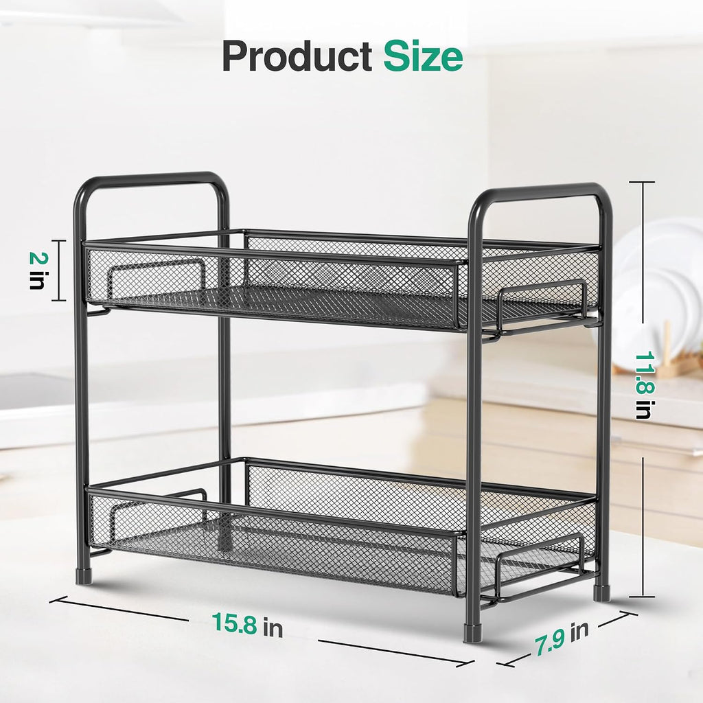 Black Foldable Metal Countertop Spice Rack