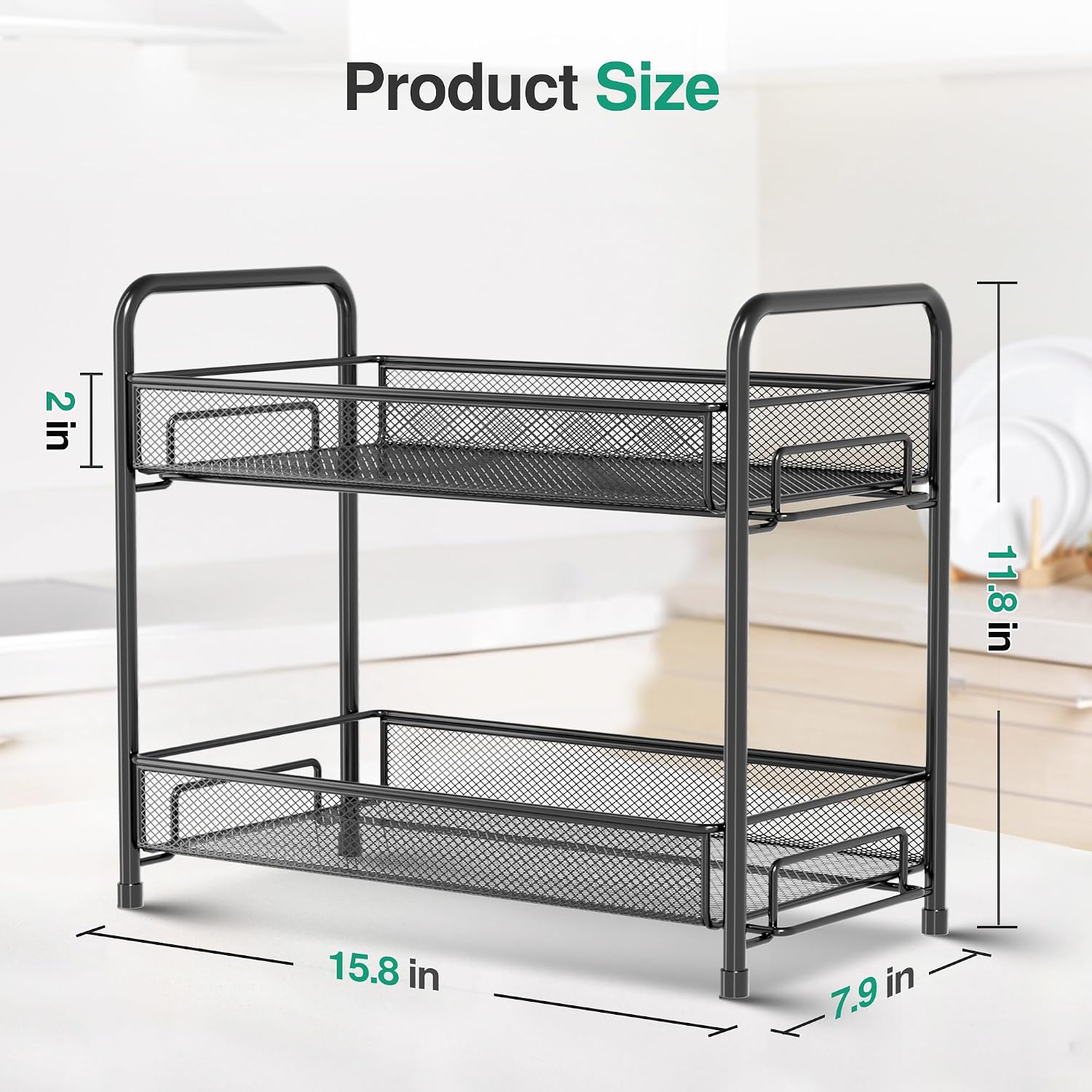 Black Foldable Metal Countertop Spice Rack
