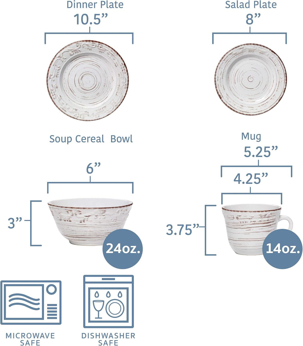 White Stoneware Dinnerware Plate Bowl Set