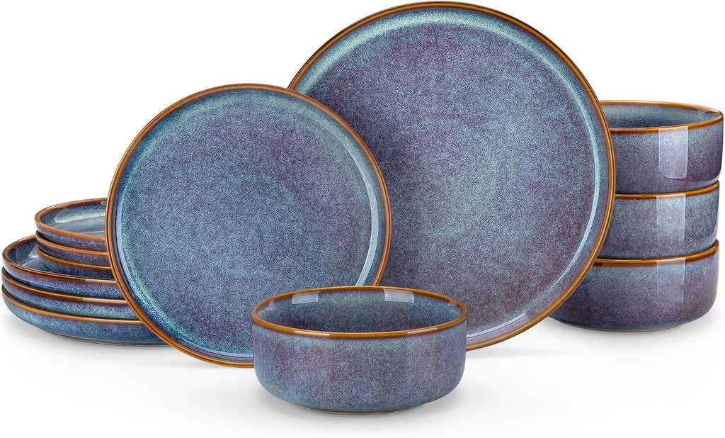 Grey‑Blue Glazed Ceramic Dinnerware Set