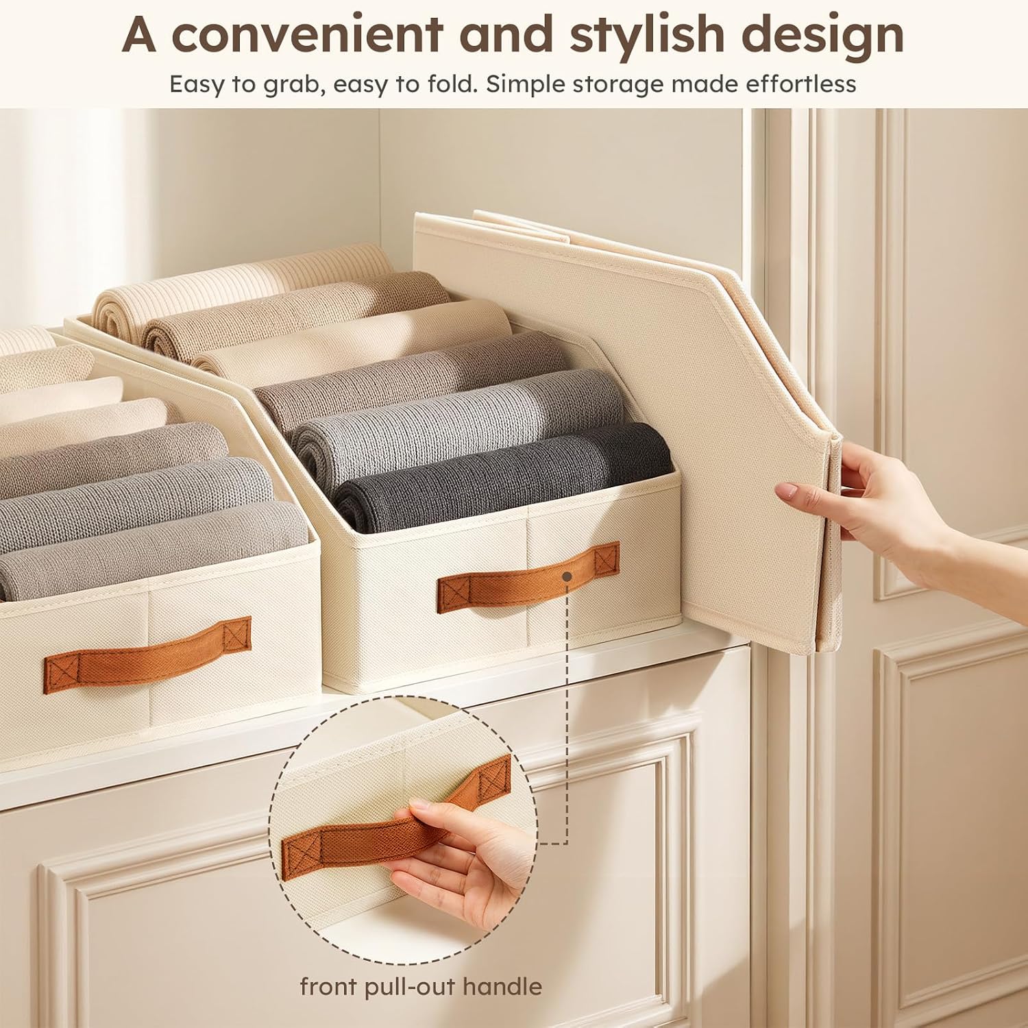 Beige Collapsible Fabric Storage Bins