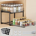 2‑Tier Slide‑Out Metal Spice Rack Organizer