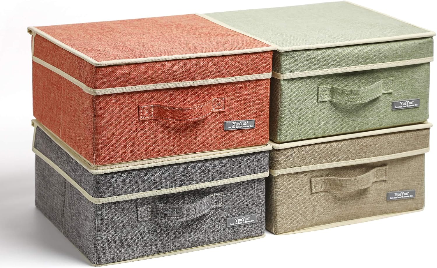 Linen Foldable Storage Bins With Lids