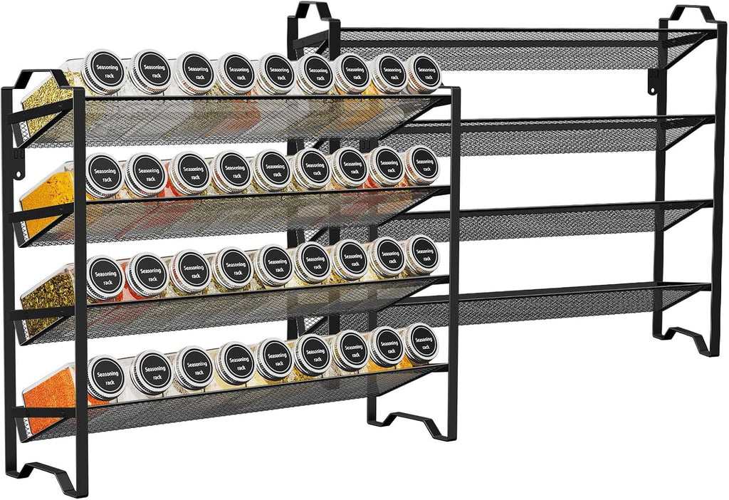 Black Stackable Metal Spice Rack Organizer