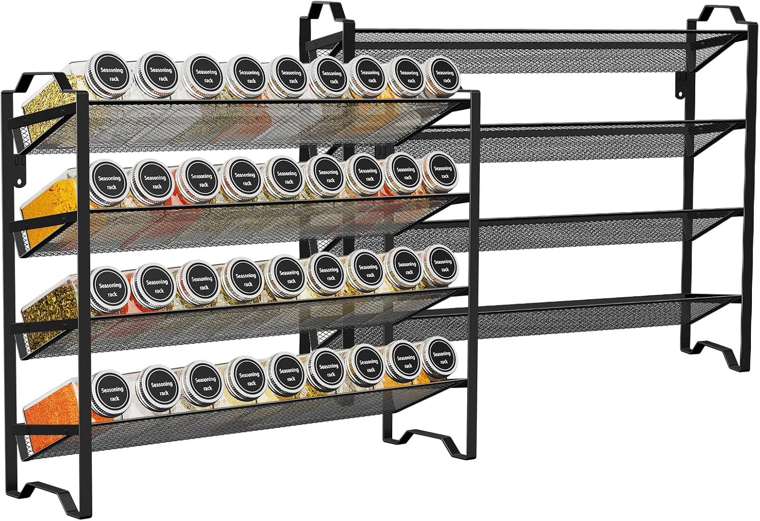 Black Stackable Metal Spice Rack Organizer