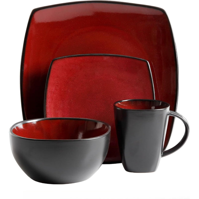 Square Stoneware Dinnerware Plate Bowl Set